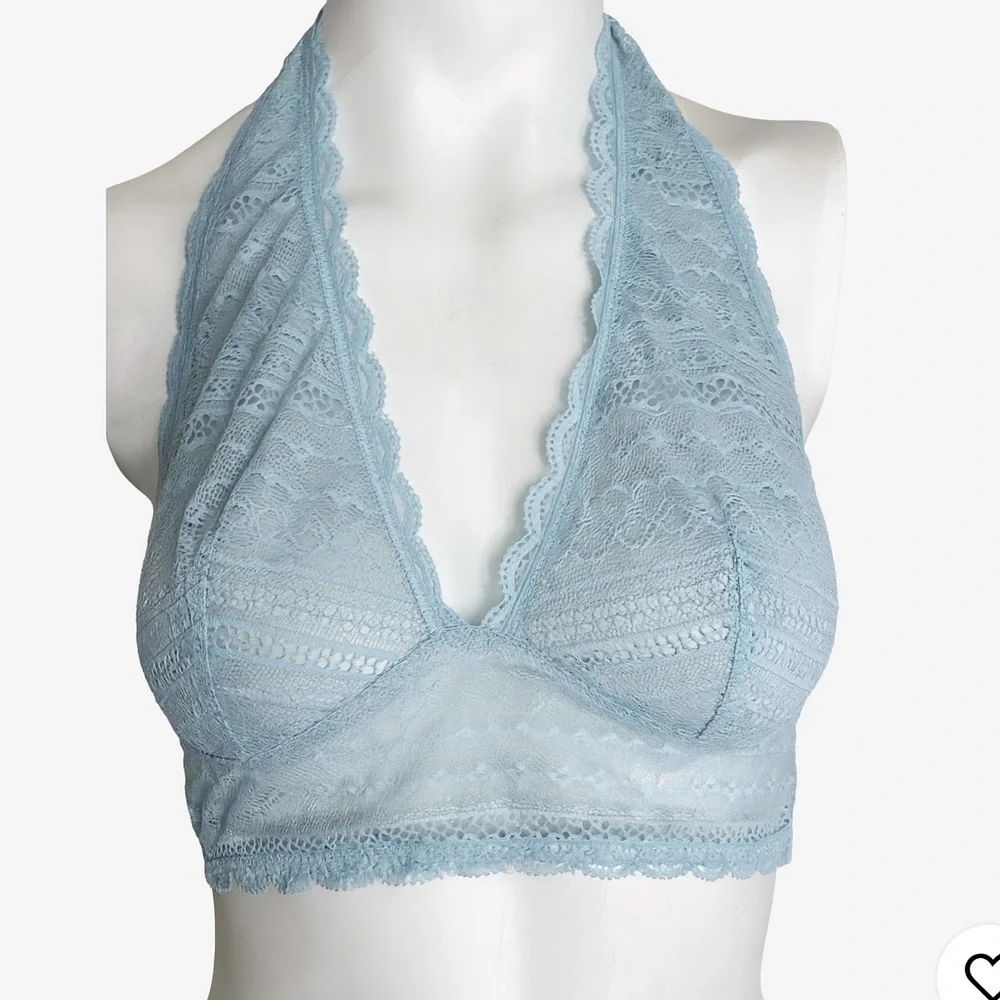 Victoria's Secret Lace Halter Top Bralette,  Baby Blue Lace - Picture 5 of 6